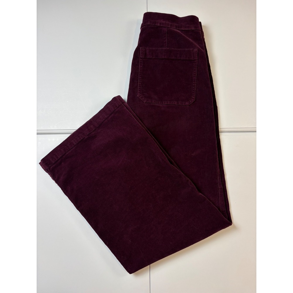 Madewell The Wide-Leg Pant Women 26 Corduroy Burgandy High Rise Retro Boho